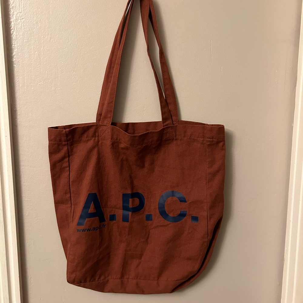 A.P.C. Rust Tote with Navy Logo
